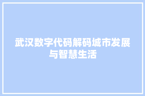 武汉数字代码解码城市发展与智慧生活