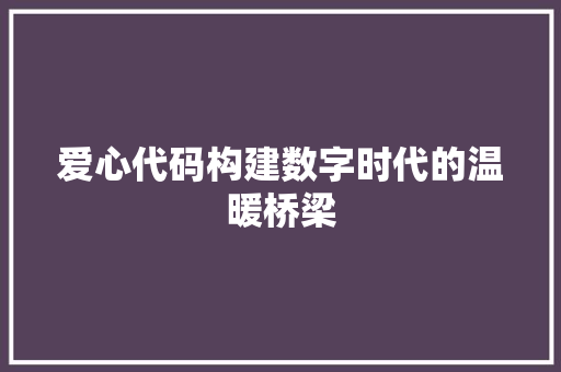 爱心代码构建数字时代的温暖桥梁