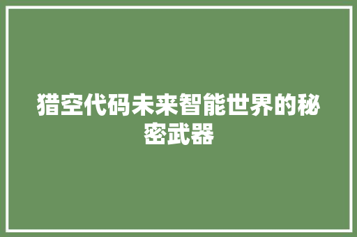 猎空代码未来智能世界的秘密武器