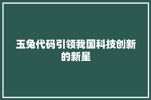 玉兔代码引领我国科技创新的新星
