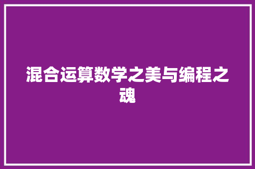 混合运算数学之美与编程之魂