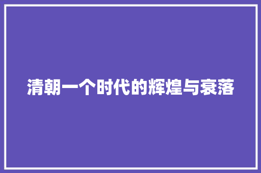 清朝一个时代的辉煌与衰落