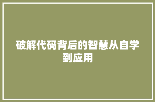 破解代码背后的智慧从自学到应用