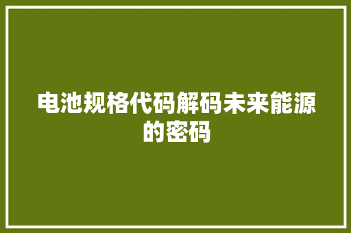 电池规格代码解码未来能源的密码
