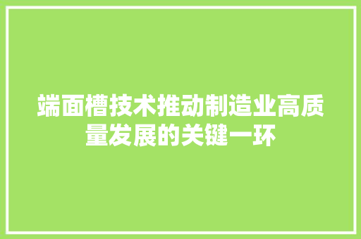 端面槽技术推动制造业高质量发展的关键一环