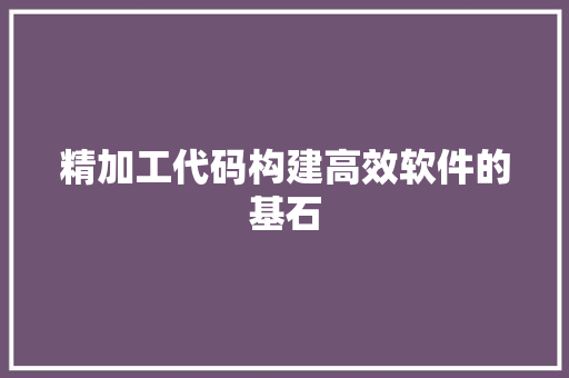 精加工代码构建高效软件的基石