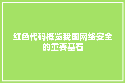 红色代码概览我国网络安全的重要基石