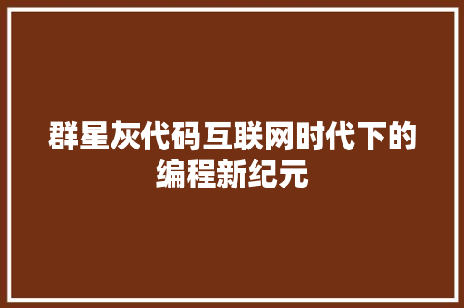群星灰代码互联网时代下的编程新纪元