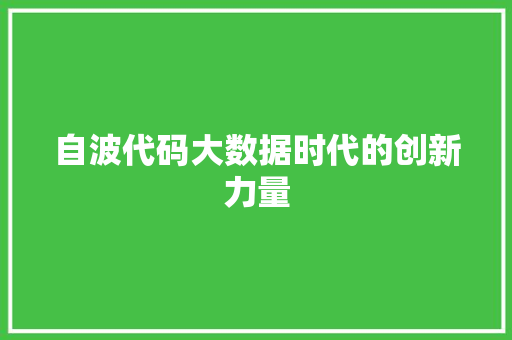 自波代码大数据时代的创新力量