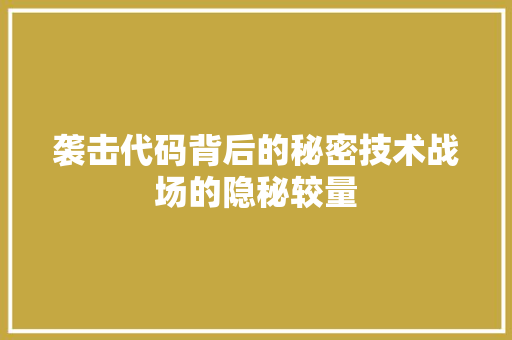 袭击代码背后的秘密技术战场的隐秘较量