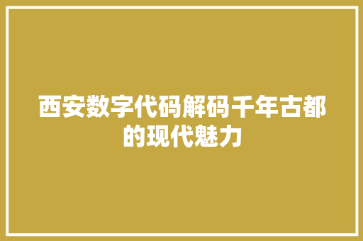 西安数字代码解码千年古都的现代魅力