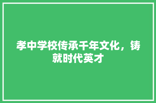孝中学校传承千年文化，铸就时代英才