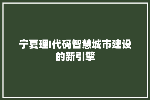 宁夏理I代码智慧城市建设的新引擎  第1张