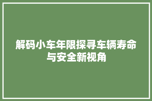解码小车年限探寻车辆寿命与安全新视角