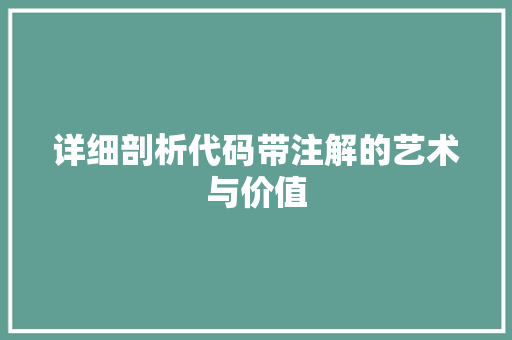 详细剖析代码带注解的艺术与价值