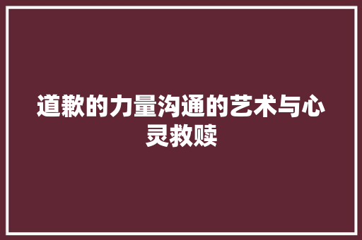 道歉的力量沟通的艺术与心灵救赎