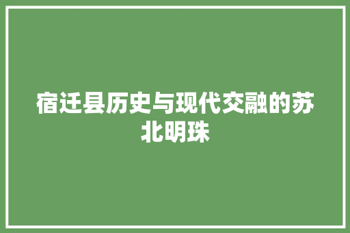 宿迁县历史与现代交融的苏北明珠