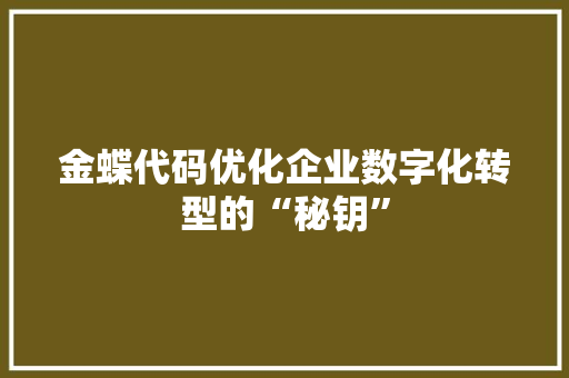 金蝶代码优化企业数字化转型的“秘钥”