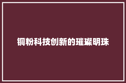 铜粉科技创新的璀璨明珠