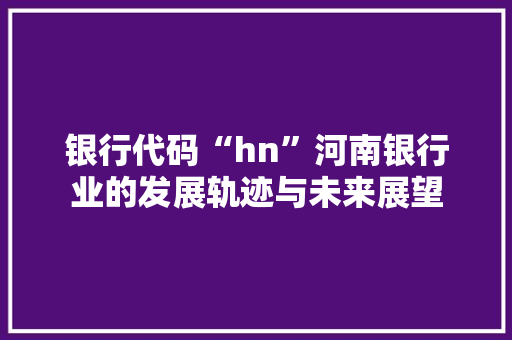 银行代码“hn”河南银行业的发展轨迹与未来展望