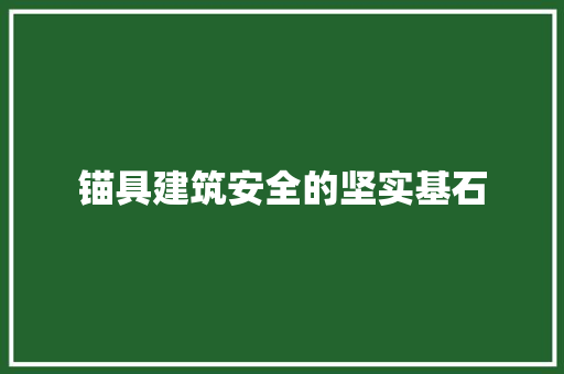 锚具建筑安全的坚实基石