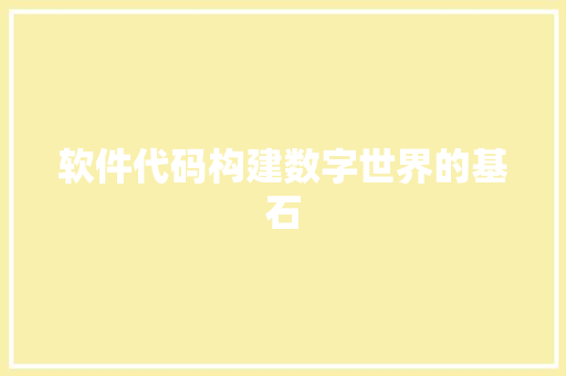 软件代码构建数字世界的基石