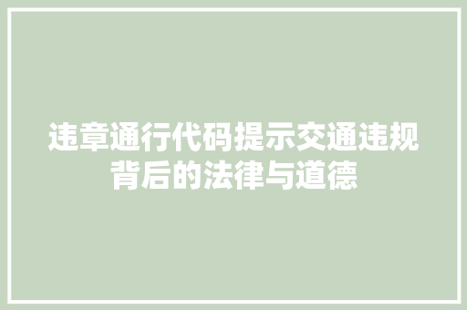 违章通行代码提示交通违规背后的法律与道德