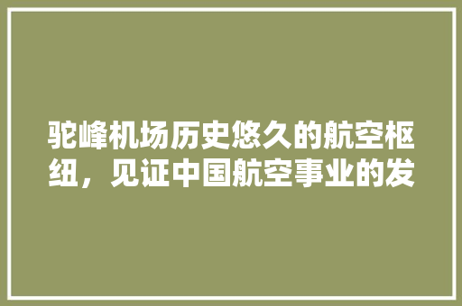 驼峰机场历史悠久的航空枢纽，见证中国航空事业的发展