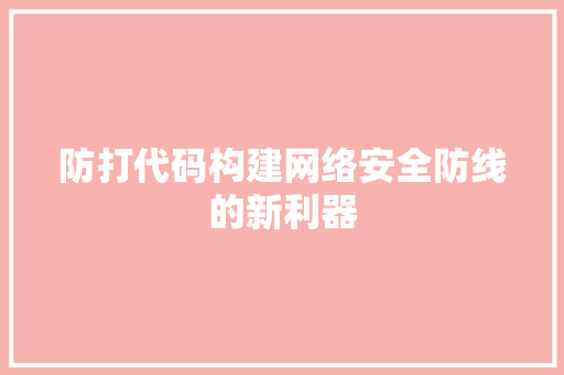防打代码构建网络安全防线的新利器