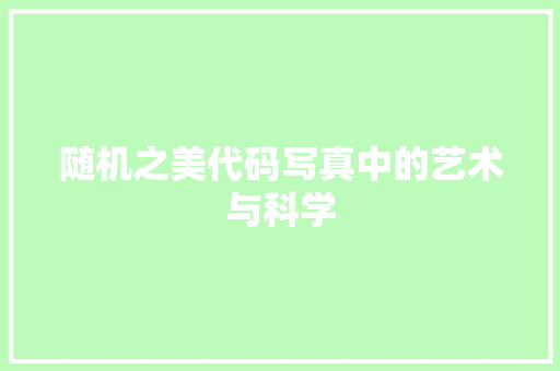 随机之美代码写真中的艺术与科学