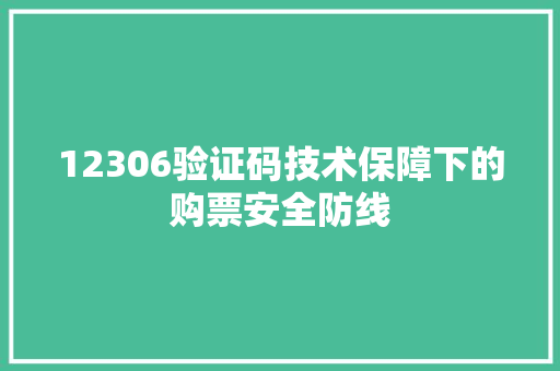 12306验证码技术保障下的购票安全防线