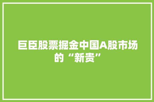 巨臣股票掘金中国A股市场的“新贵”