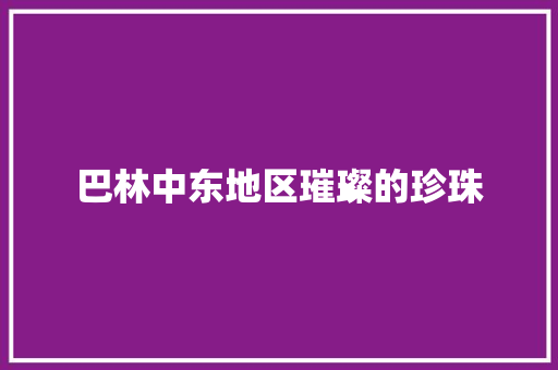 巴林中东地区璀璨的珍珠