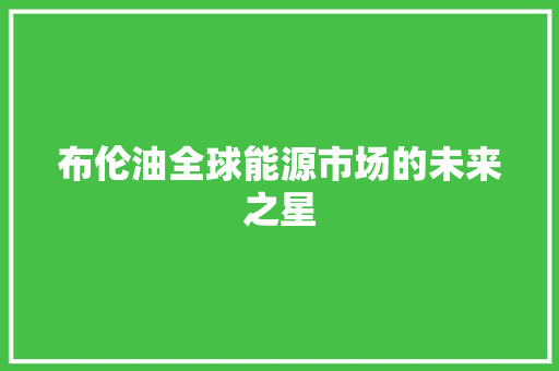 布伦油全球能源市场的未来之星