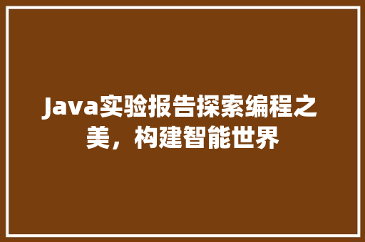 Java实验报告探索编程之美，构建智能世界