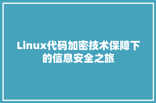 Linux代码加密技术保障下的信息安全之旅