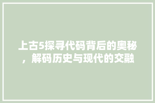 上古5探寻代码背后的奥秘，解码历史与现代的交融