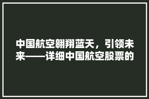 中国航空翱翔蓝天，引领未来——详细中国航空股票的投资价值