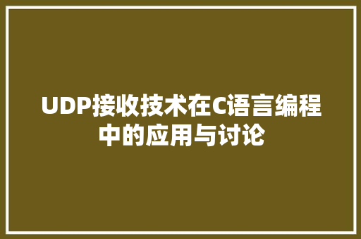 UDP接收技术在C语言编程中的应用与讨论