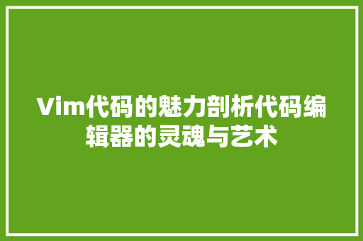 Vim代码的魅力剖析代码编辑器的灵魂与艺术