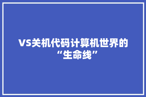 VS关机代码计算机世界的“生命线”