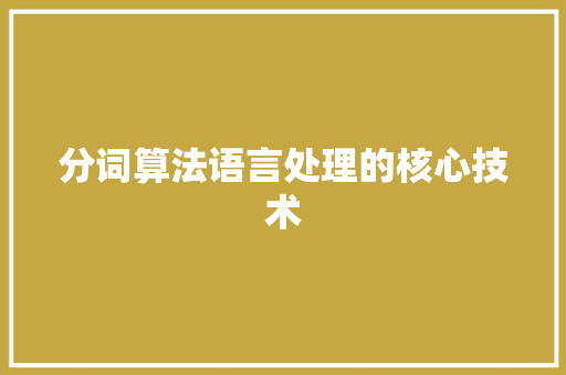 分词算法语言处理的核心技术