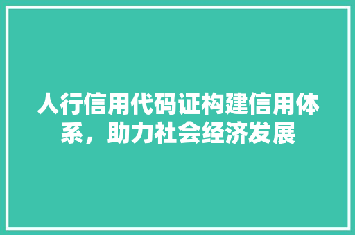 人行信用代码证构建信用体系，助力社会经济发展  第1张