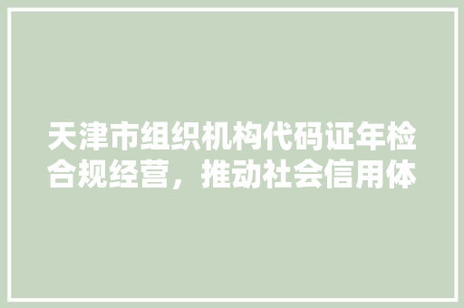 天津市组织机构代码证年检合规经营，推动社会信用体系建设