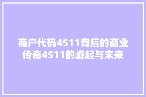 商户代码4511背后的商业传奇4511的崛起与未来