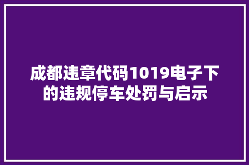 成都违章代码1019电子下的违规停车处罚与启示