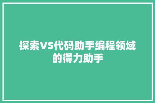 探索VS代码助手编程领域的得力助手