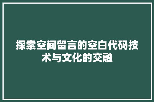 探索空间留言的空白代码技术与文化的交融