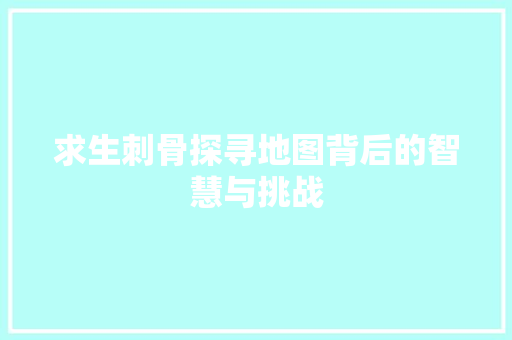 求生刺骨探寻地图背后的智慧与挑战  第1张