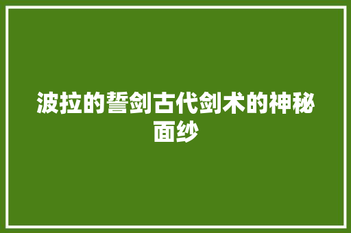 波拉的誓剑古代剑术的神秘面纱